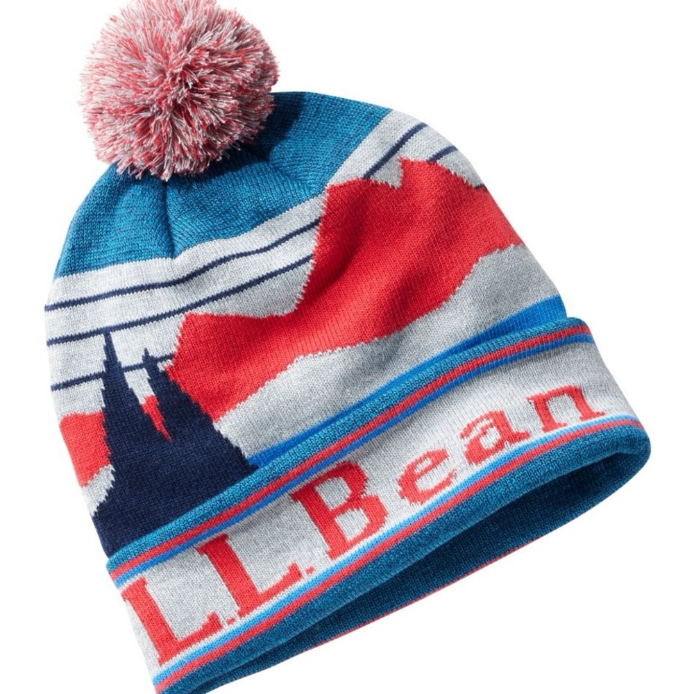 L.L. Bean | Adult’s Katahdin Pom Hat | Vibrant red/medium blue